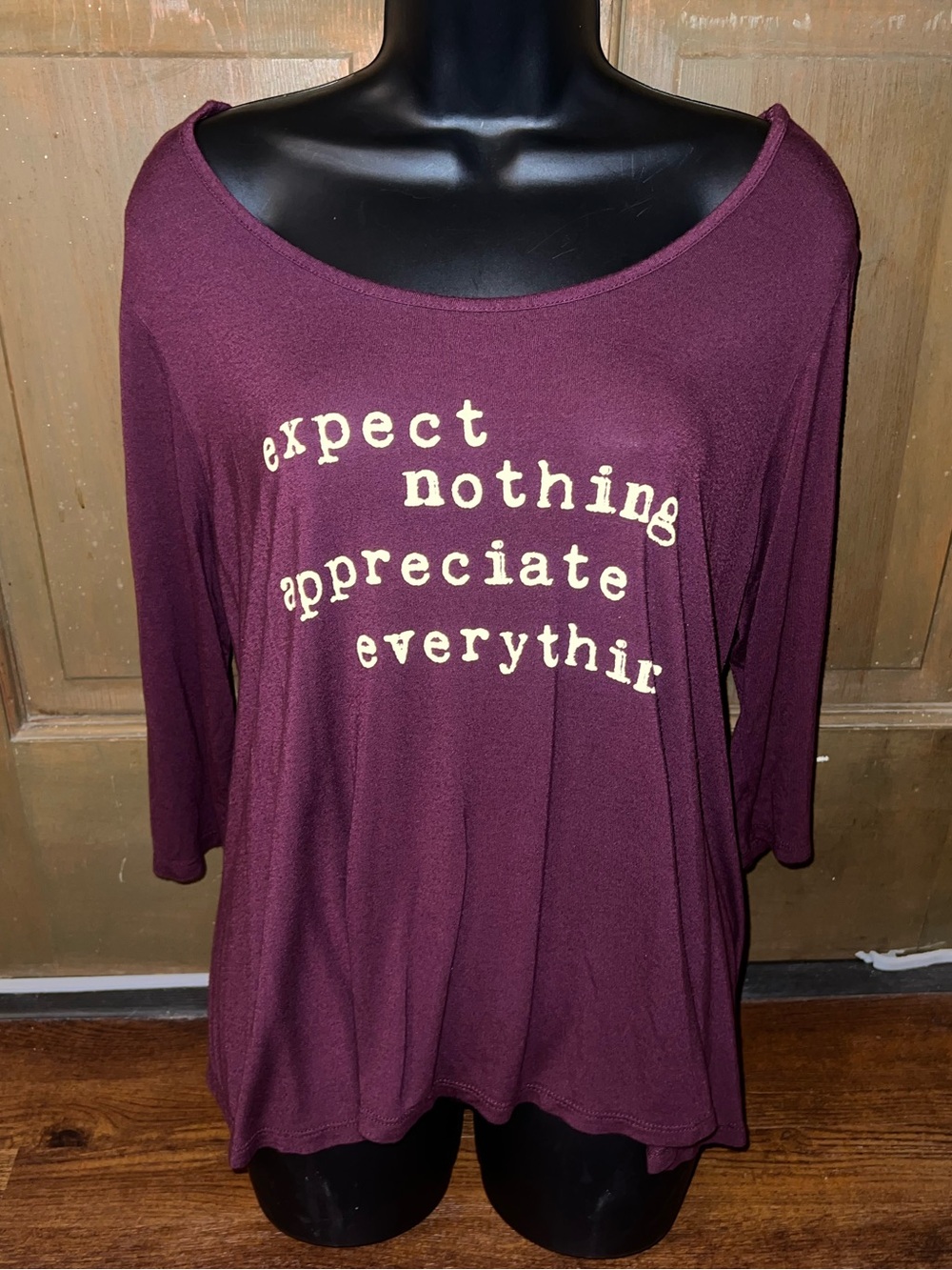 Joe Boxer Burgundy Graphic Scoop Neck Loungewear Casual Relaxed Fit Top Size L